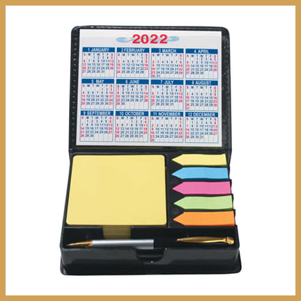 Leather Post-It Notes 1 with calendar and pen