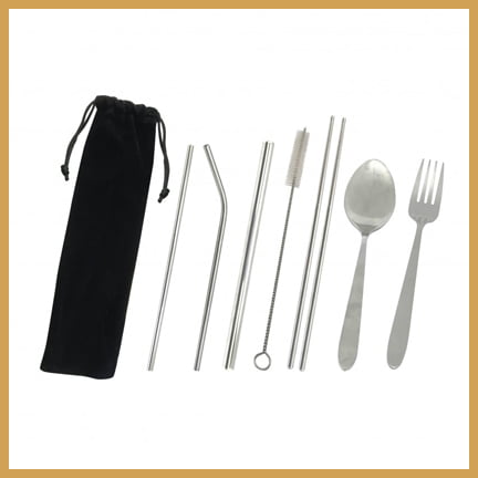 cutlery set 3 with black canvas pouch