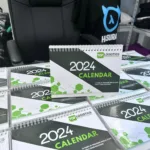 table office calendar with print spiral