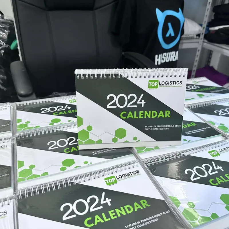 table office calendar with print spiral